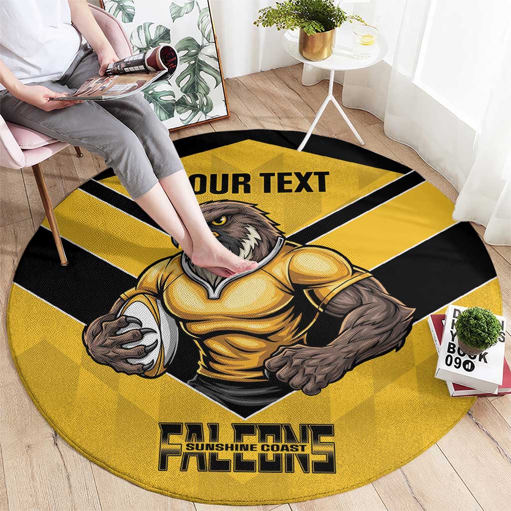 Sunshine Coast Rugby Custom Round Carpet Go Falcons Mascot Sporty Style - Aussie Hoodie