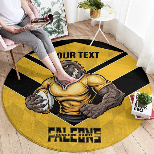 Sunshine Coast Rugby Custom Round Carpet Go Falcons Mascot Sporty Style - Aussie Hoodie