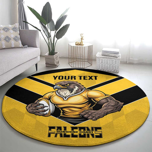 Sunshine Coast Rugby Custom Round Carpet Go Falcons Mascot Sporty Style - Aussie Hoodie