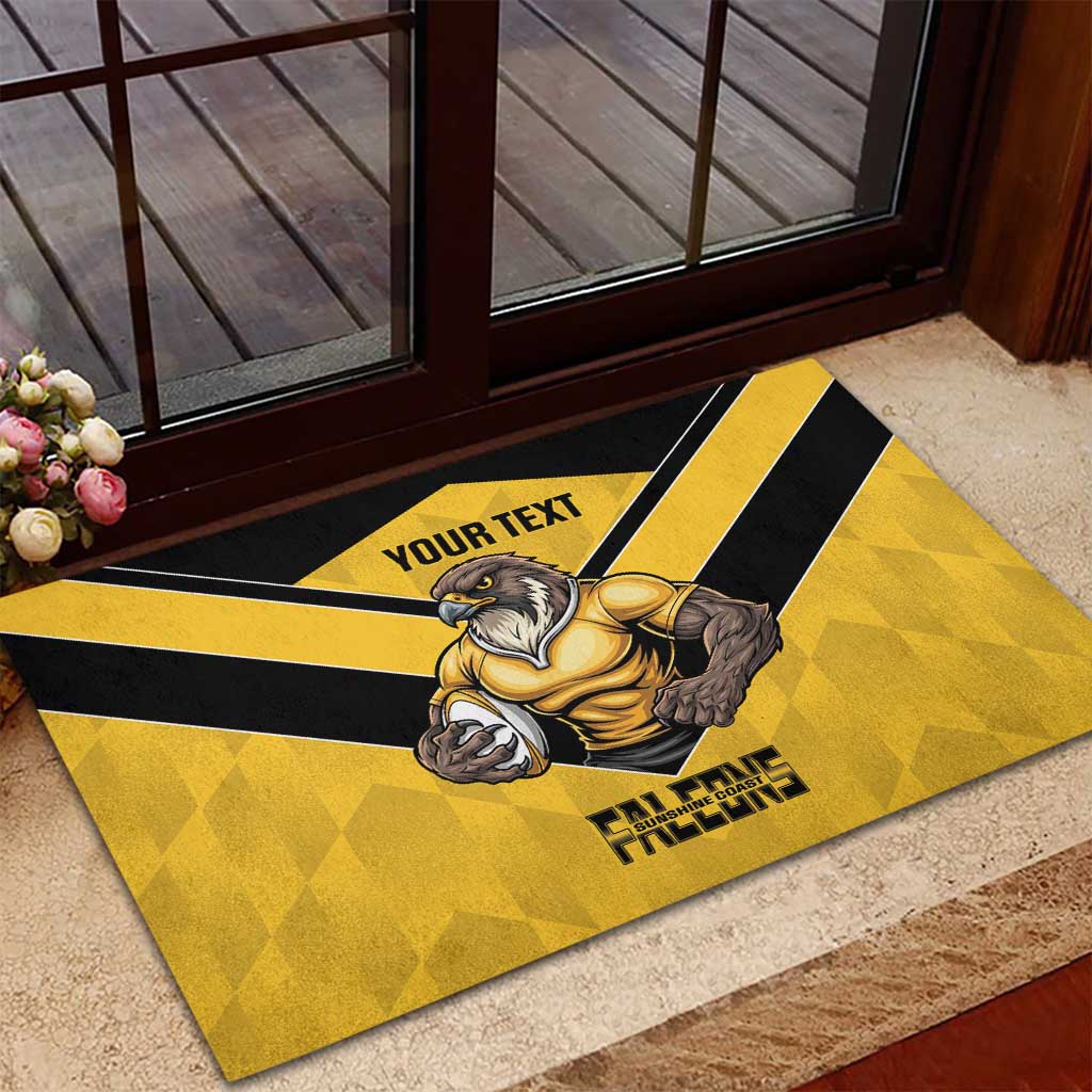 Sunshine Coast Rugby Custom Rubber Doormat Go Falcons Mascot Sporty Style - Aussie Hoodie