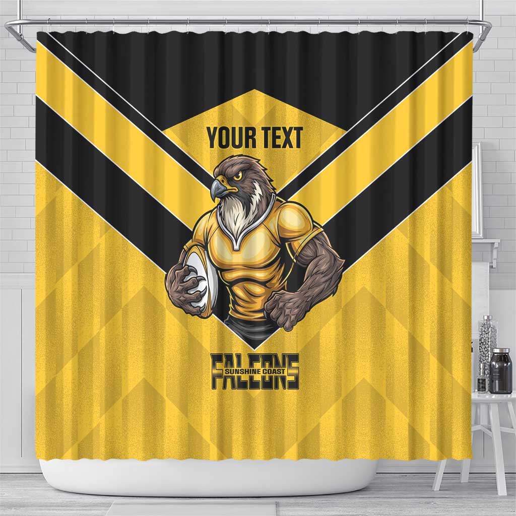 Sunshine Coast Rugby Custom Shower Curtain Go Falcons Mascot Sporty Style - Aussie Hoodie