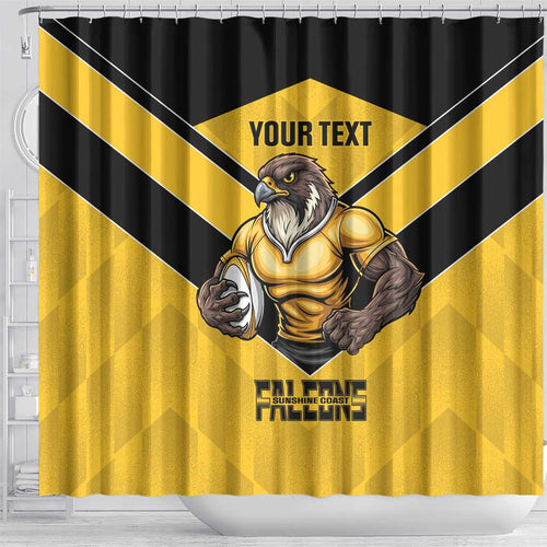 Sunshine Coast Rugby Custom Shower Curtain Go Falcons Mascot Sporty Style - Aussie Hoodie