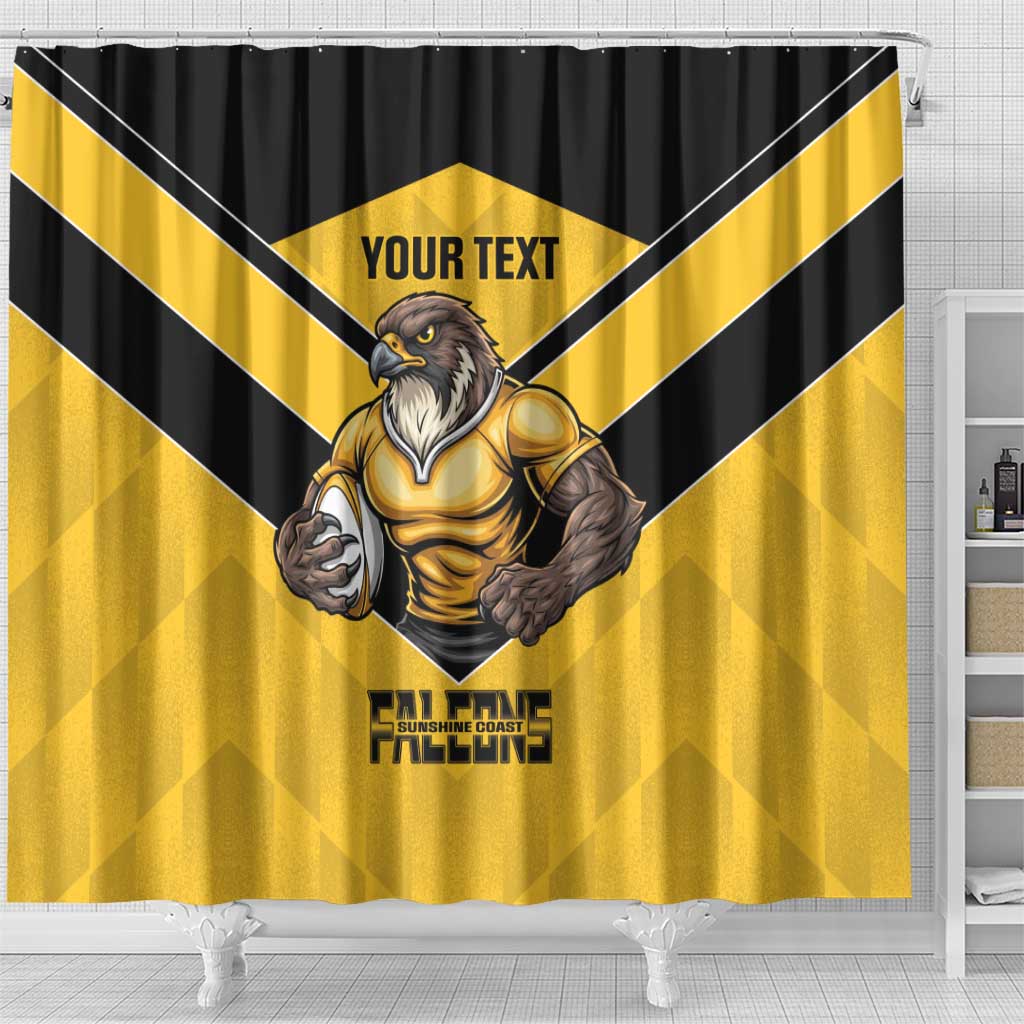 Sunshine Coast Rugby Custom Shower Curtain Go Falcons Mascot Sporty Style - Aussie Hoodie