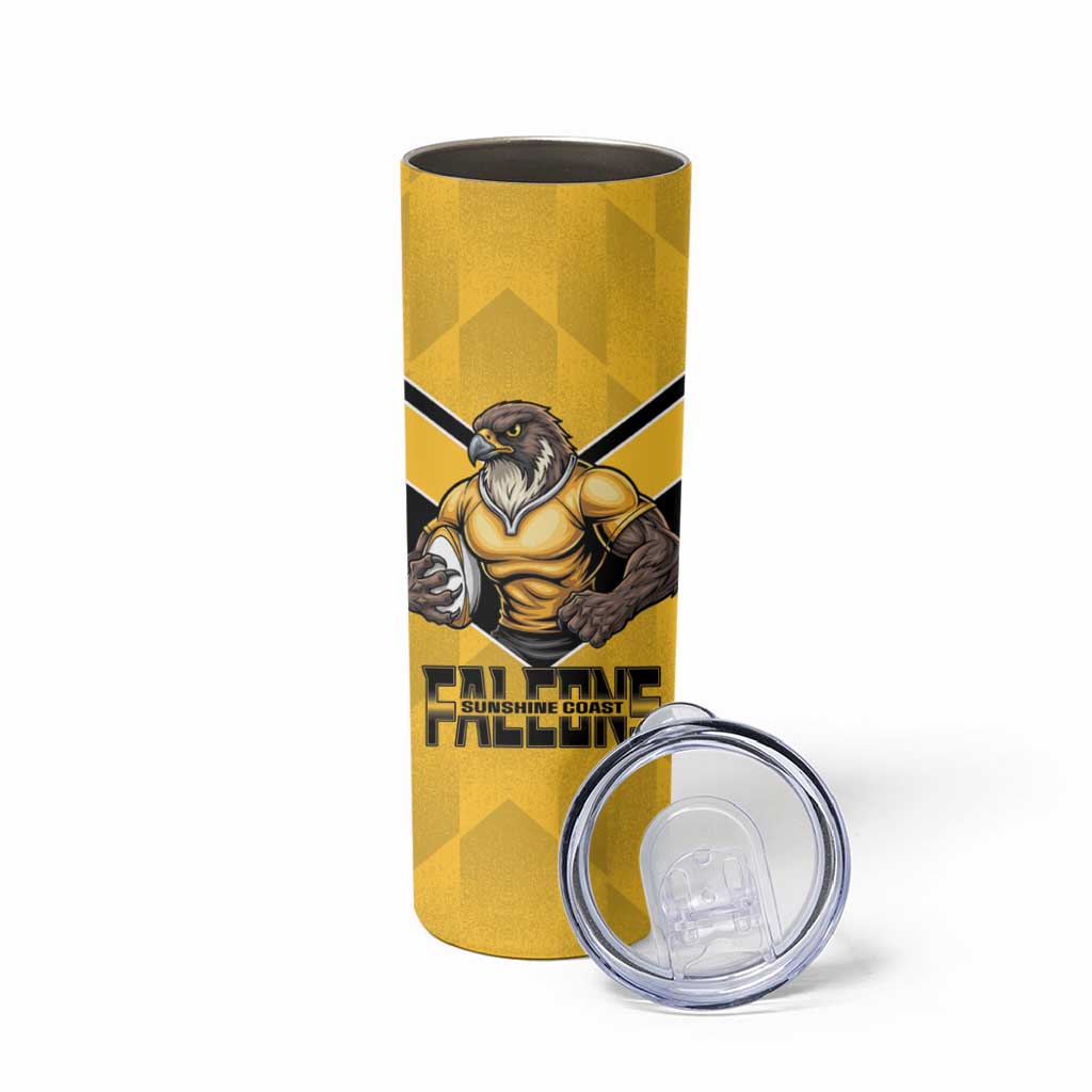 Sunshine Coast Rugby Custom Skinny Tumbler Go Falcons Mascot Sporty Style - Aussie Hoodie