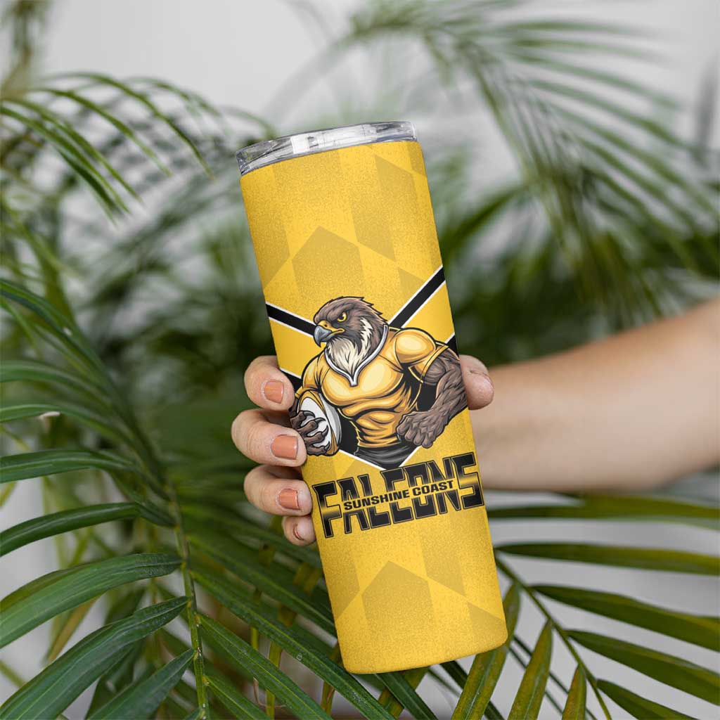 Sunshine Coast Rugby Custom Skinny Tumbler Go Falcons Mascot Sporty Style - Aussie Hoodie