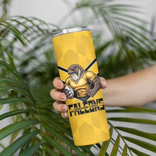 Sunshine Coast Rugby Custom Skinny Tumbler Go Falcons Mascot Sporty Style - Aussie Hoodie