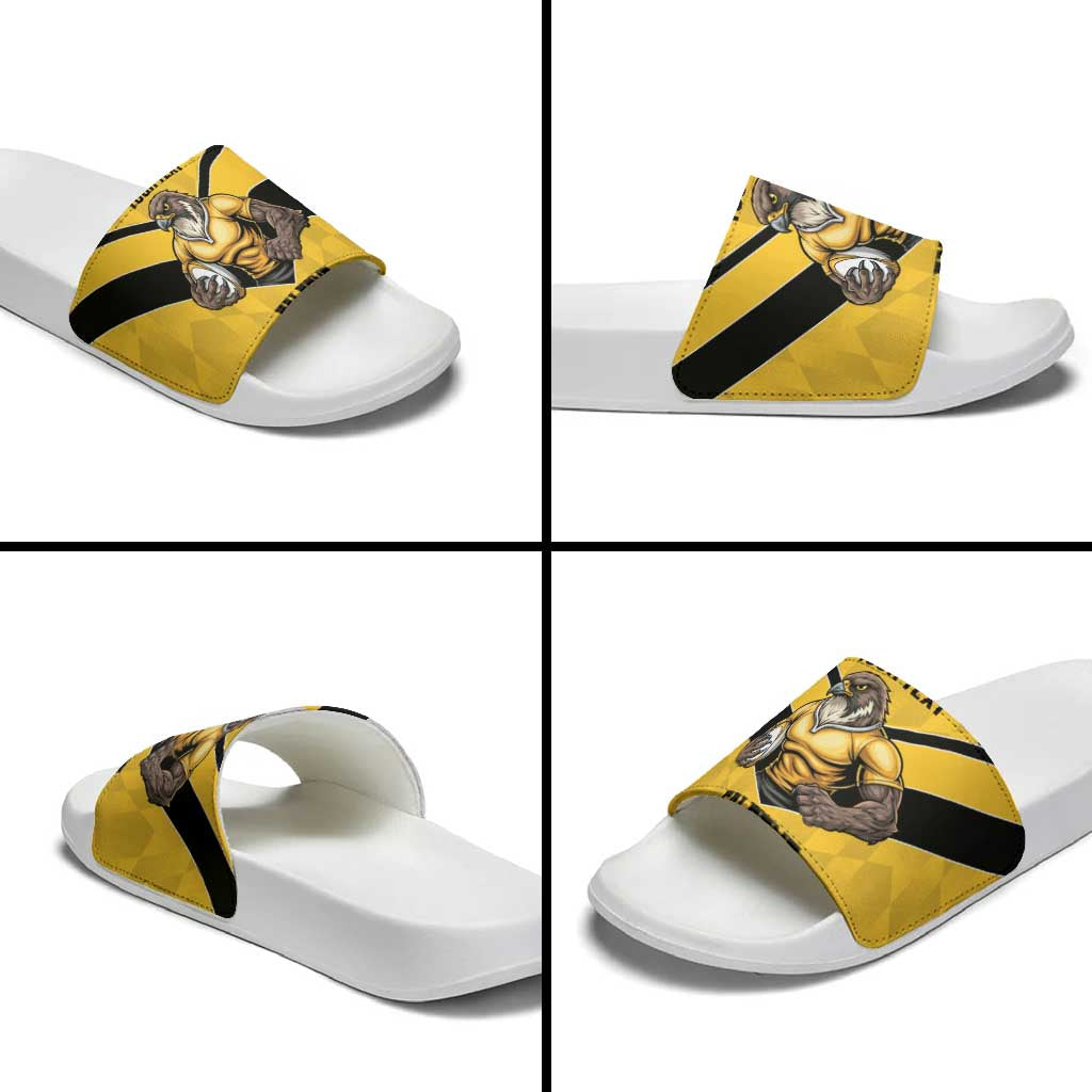 Sunshine Coast Rugby Custom Slide Sandals Go Falcons Mascot Sporty Style - Aussie Hoodie