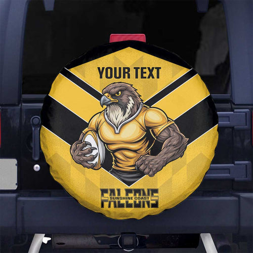 Sunshine Coast Rugby Custom Spare Tire Cover Go Falcons Mascot Sporty Style - Aussie Hoodie