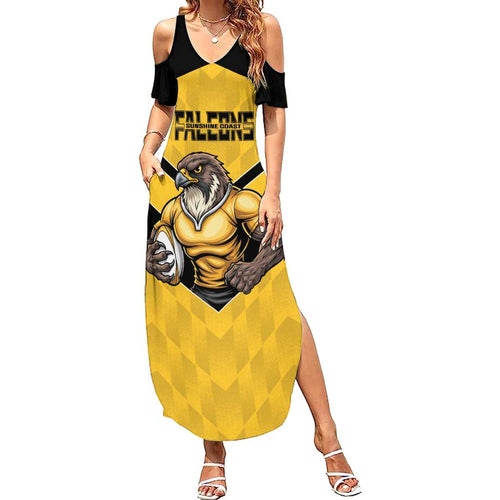 Sunshine Coast Rugby Custom Summer Maxi Dress Go Falcons Mascot Sporty Style - Aussie Hoodie