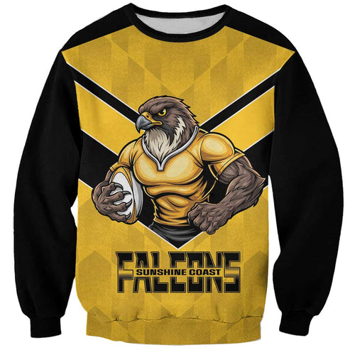 Sunshine Coast Rugby Custom Sweatshirt Go Falcons Mascot Sporty Style - Aussie Hoodie