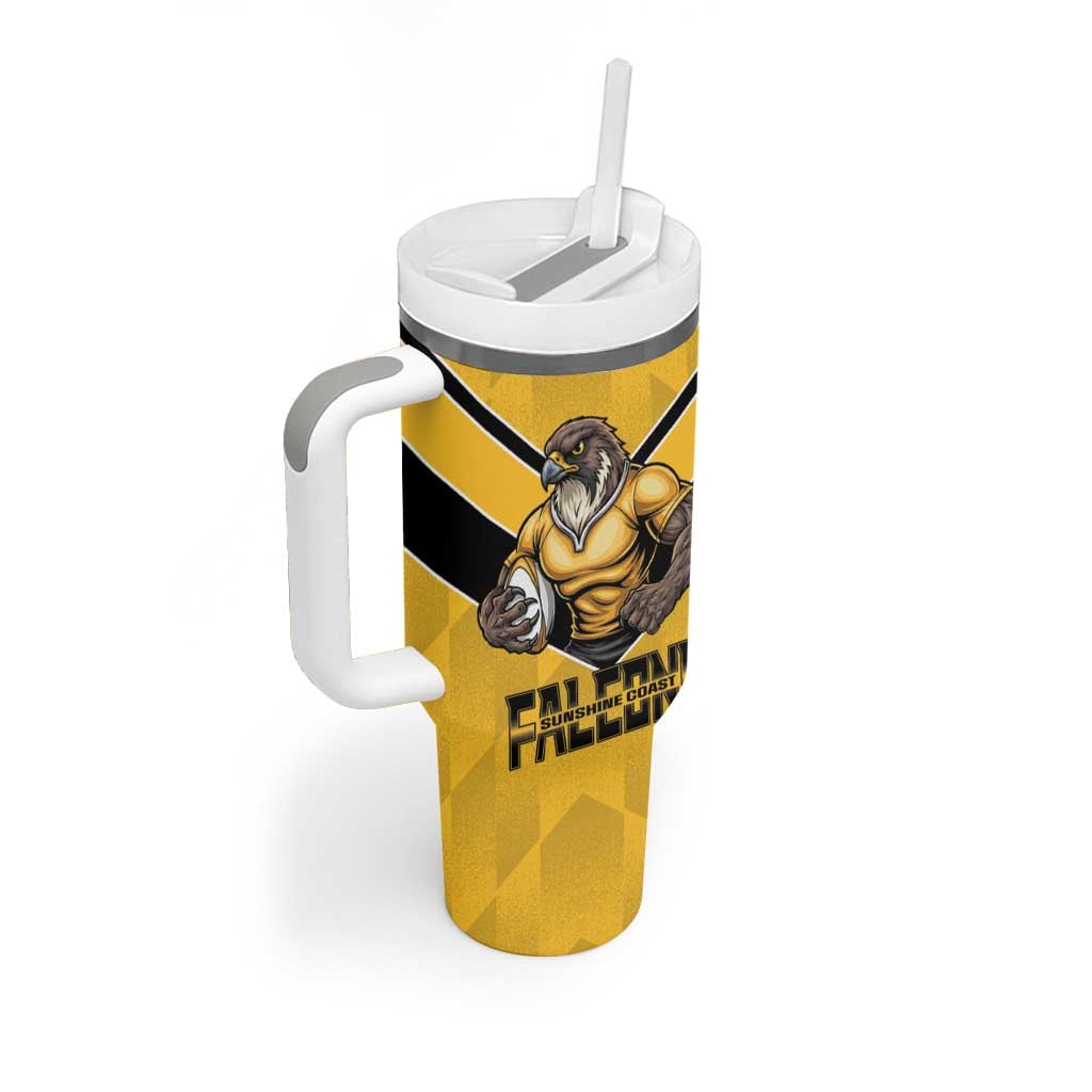 Sunshine Coast Rugby Custom Tumbler With Handle Go Falcons Mascot Sporty Style - Aussie Hoodie