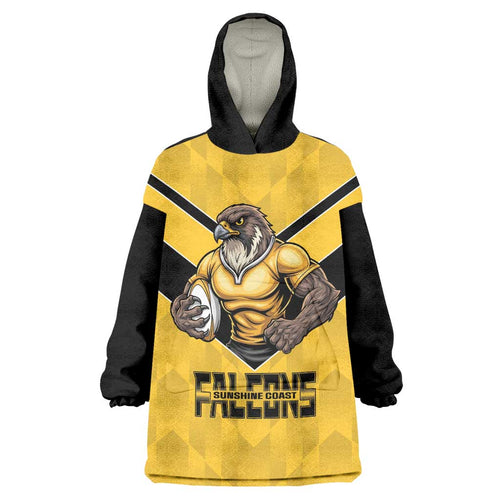 Sunshine Coast Rugby Custom Wearable Blanket Hoodie Go Falcons Mascot Sporty Style - Aussie Hoodie