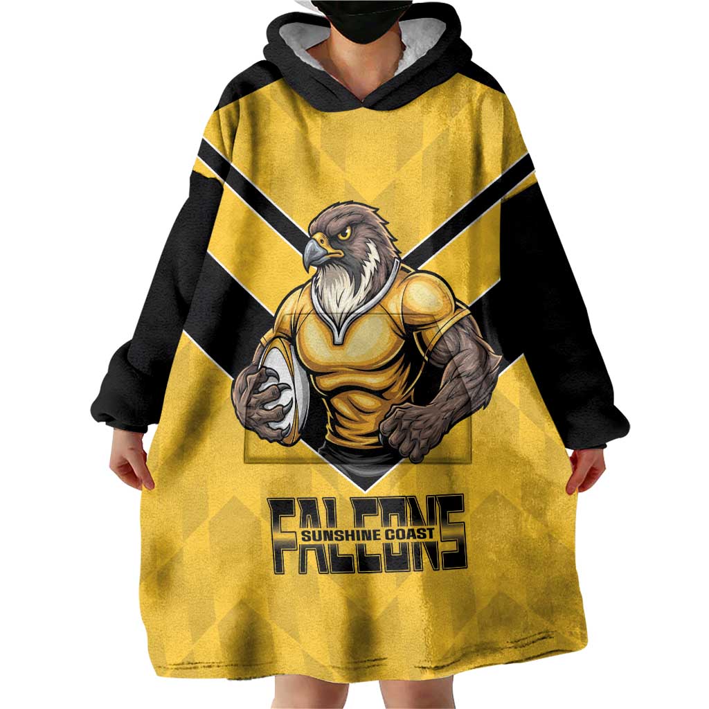 Sunshine Coast Rugby Custom Wearable Blanket Hoodie Go Falcons Mascot Sporty Style - Aussie Hoodie