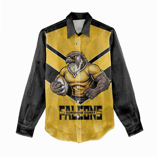 Sunshine Coast Rugby Custom Women Casual Shirt Go Falcons Mascot Sporty Style - Aussie Hoodie