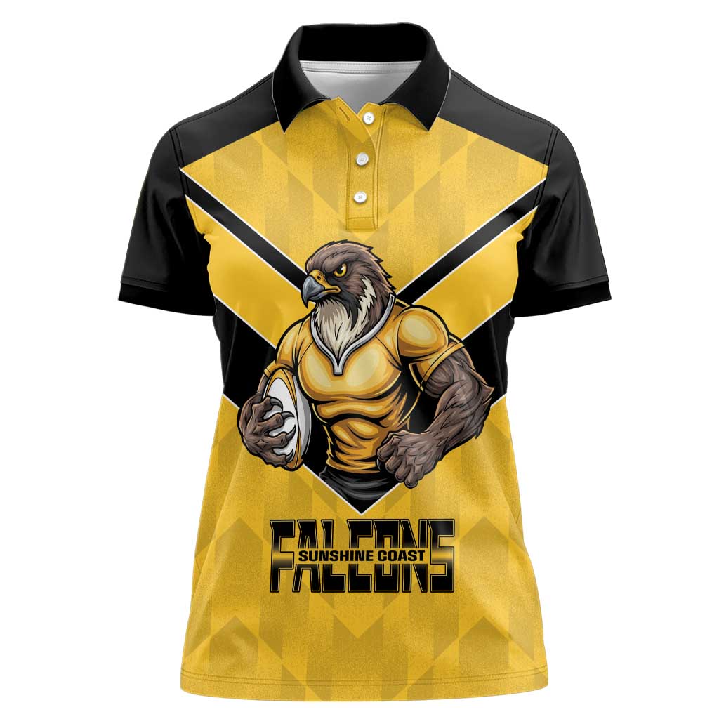 Sunshine Coast Rugby Custom Women Polo Shirt Go Falcons Mascot Sporty Style - Aussie Hoodie