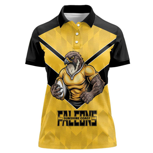 Sunshine Coast Rugby Custom Women Polo Shirt Go Falcons Mascot Sporty Style - Aussie Hoodie
