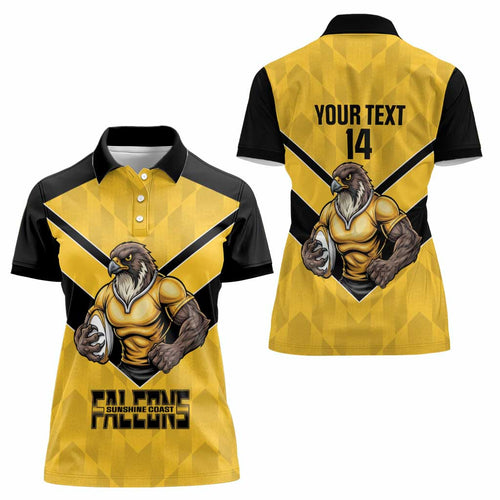 Sunshine Coast Rugby Custom Women Polo Shirt Go Falcons Mascot Sporty Style - Aussie Hoodie