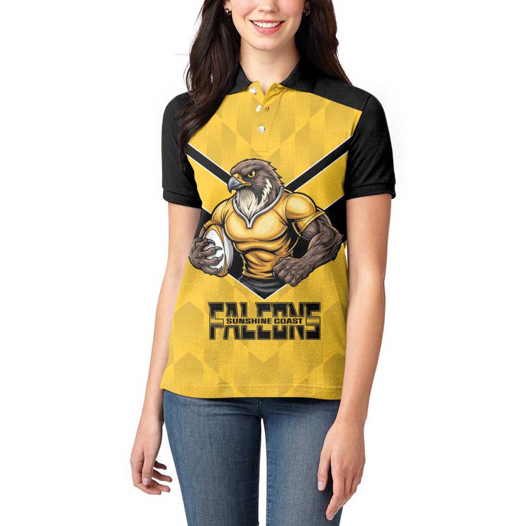 Sunshine Coast Rugby Custom Women Polo Shirt Go Falcons Mascot Sporty Style - Aussie Hoodie