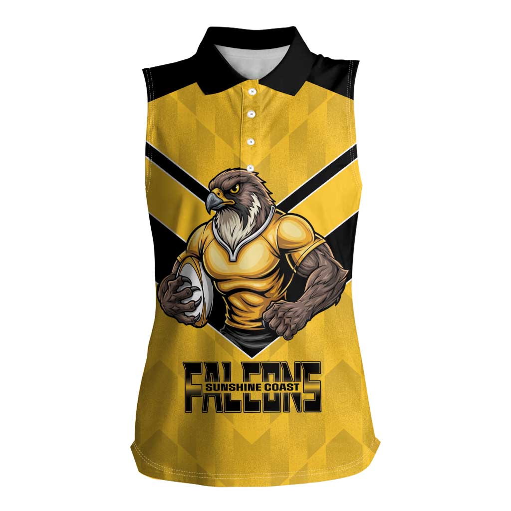 Sunshine Coast Rugby Custom Women Sleeveless Polo Shirt Go Falcons Mascot Sporty Style - Aussie Hoodie