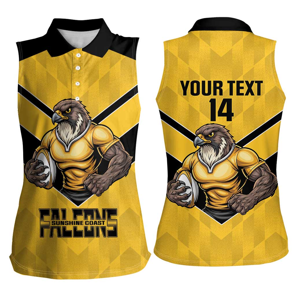 Sunshine Coast Rugby Custom Women Sleeveless Polo Shirt Go Falcons Mascot Sporty Style - Aussie Hoodie