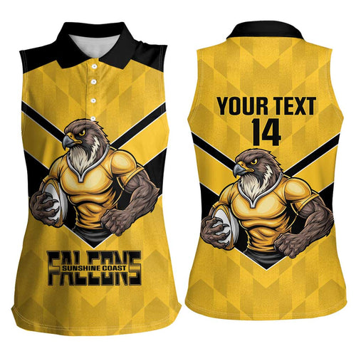 Sunshine Coast Rugby Custom Women Sleeveless Polo Shirt Go Falcons Mascot Sporty Style - Aussie Hoodie