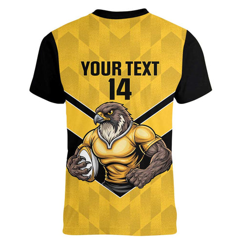 Sunshine Coast Rugby Custom Women V-Neck T-Shirt Go Falcons Mascot Sporty Style - Aussie Hoodie