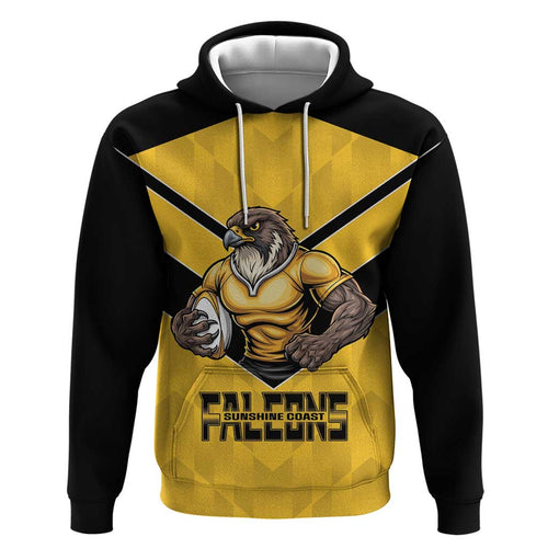 Sunshine Coast Rugby Custom Zip Hoodie Go Falcons Mascot Sporty Style - Aussie Hoodie