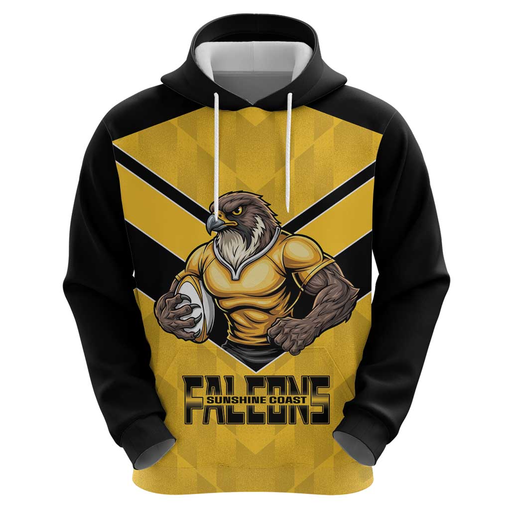 Sunshine Coast Rugby Custom Zip Hoodie Go Falcons Mascot Sporty Style - Aussie Hoodie