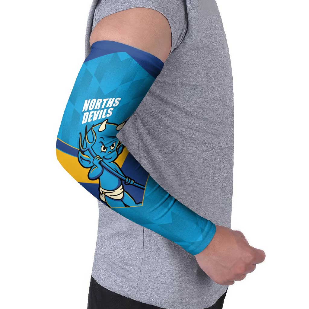 Norths Rugby Custom Arm Sleeves Go Devils Mascot Sporty Style - Aussie Hoodie