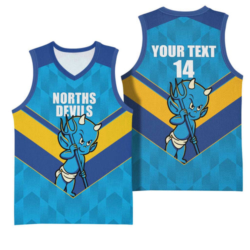 Norths Rugby Custom Basketball Jersey Go Devils Mascot Sporty Style - Aussie Hoodie