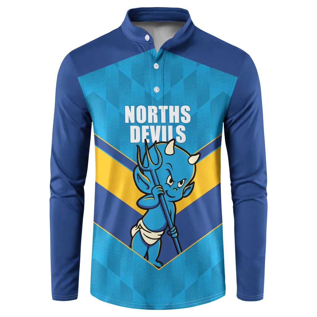 Norths Rugby Custom Button Sweatshirt Go Devils Mascot Sporty Style - Aussie Hoodie
