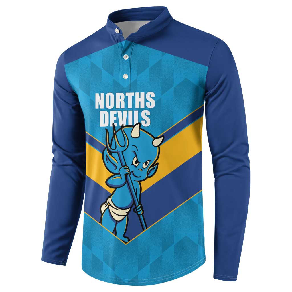 Norths Rugby Custom Button Sweatshirt Go Devils Mascot Sporty Style - Aussie Hoodie