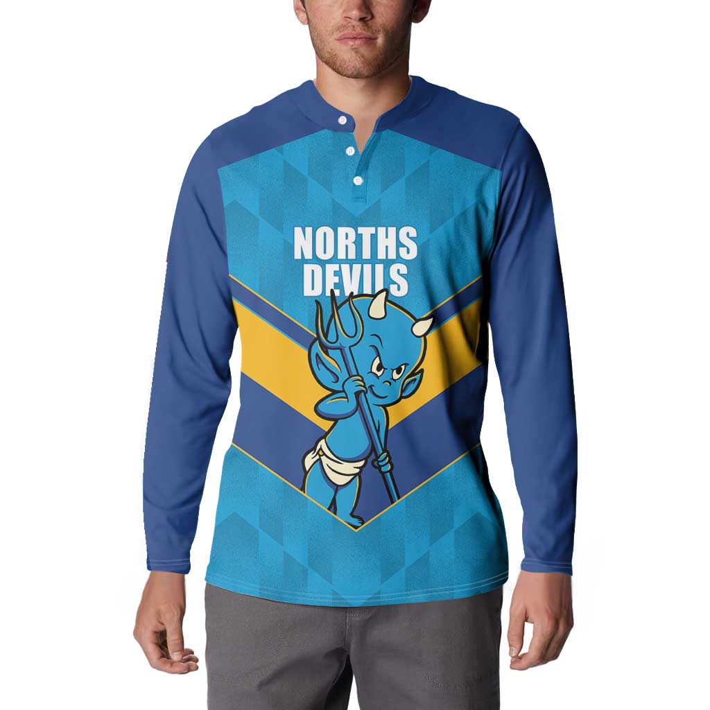 Norths Rugby Custom Button Sweatshirt Go Devils Mascot Sporty Style - Aussie Hoodie