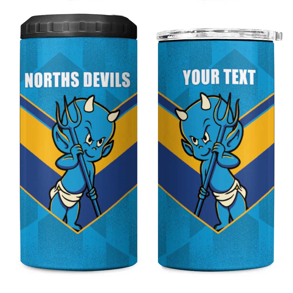 Norths Rugby Custom 4 in 1 Can Cooler Tumbler Go Devils Mascot Sporty Style - Aussie Hoodie