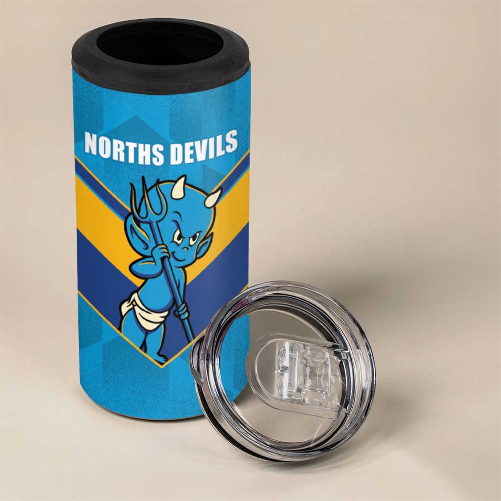 Norths Rugby Custom 4 in 1 Can Cooler Tumbler Go Devils Mascot Sporty Style - Aussie Hoodie