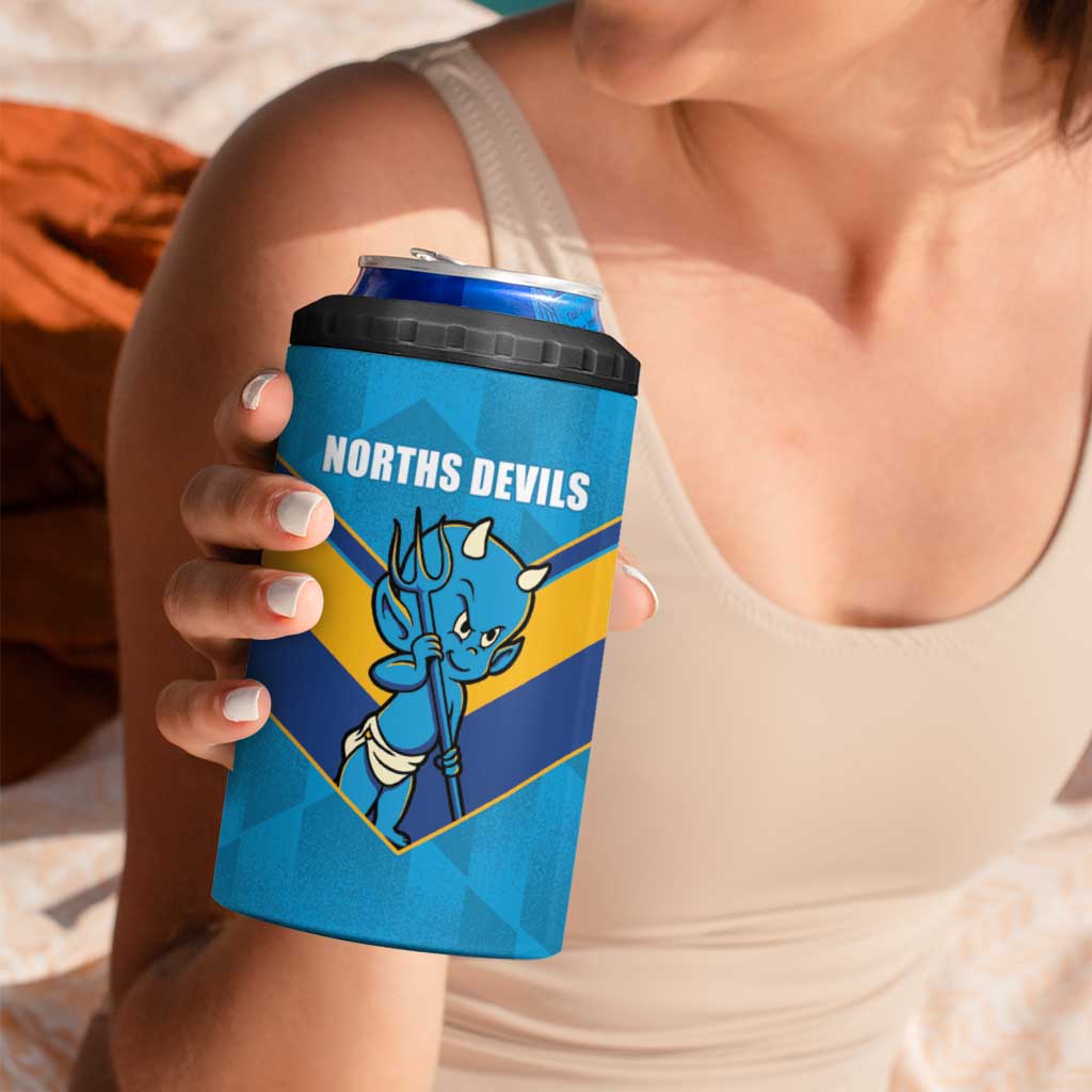 Norths Rugby Custom 4 in 1 Can Cooler Tumbler Go Devils Mascot Sporty Style - Aussie Hoodie