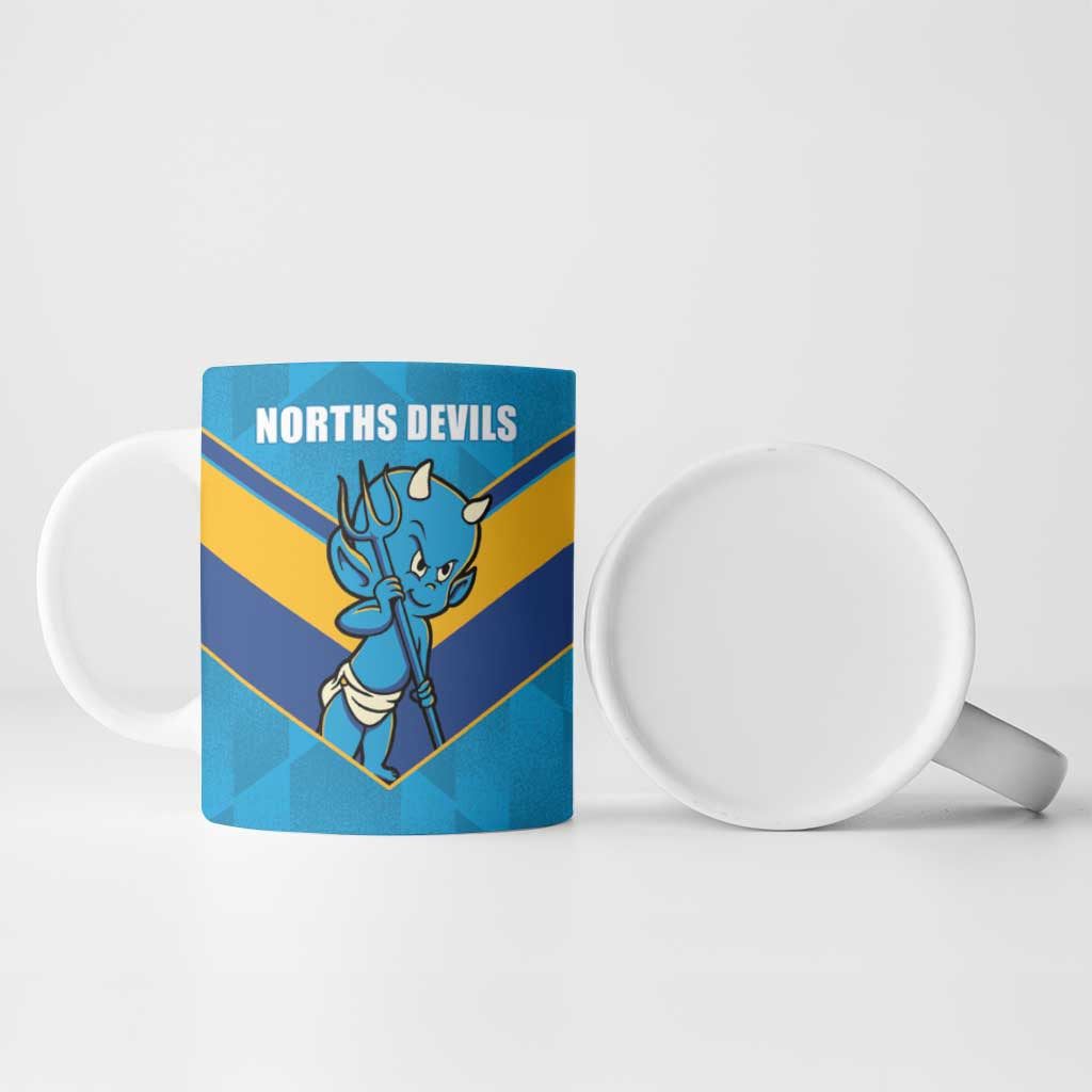 Norths Rugby Custom Ceramic Mug Go Devils Mascot Sporty Style - Aussie Hoodie