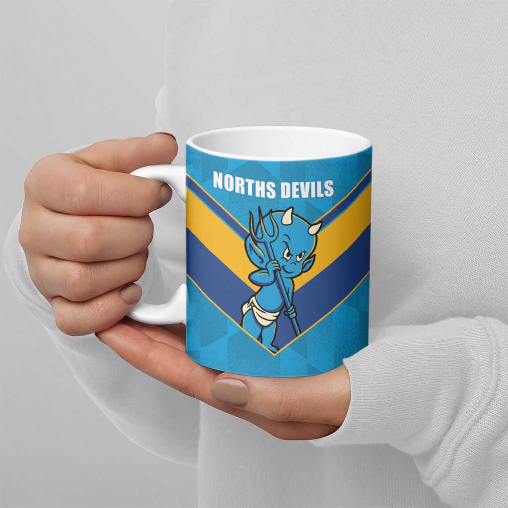 Norths Rugby Custom Ceramic Mug Go Devils Mascot Sporty Style - Aussie Hoodie
