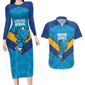 Norths Rugby Custom Couples Matching Long Sleeve Bodycon Dress and Hawaiian Shirt Go Devils Mascot Sporty Style - Aussie Hoodie