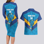 Norths Rugby Custom Couples Matching Long Sleeve Bodycon Dress and Hawaiian Shirt Go Devils Mascot Sporty Style - Aussie Hoodie