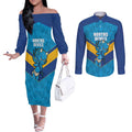 Norths Rugby Custom Couples Matching Off The Shoulder Long Sleeve Dress and Long Sleeve Button Shirt Go Devils Mascot Sporty Style - Aussie Hoodie