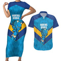 Norths Rugby Custom Couples Matching Short Sleeve Bodycon Dress and Hawaiian Shirt Go Devils Mascot Sporty Style - Aussie Hoodie