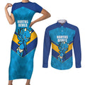 Norths Rugby Custom Couples Matching Short Sleeve Bodycon Dress and Long Sleeve Button Shirt Go Devils Mascot Sporty Style - Aussie Hoodie