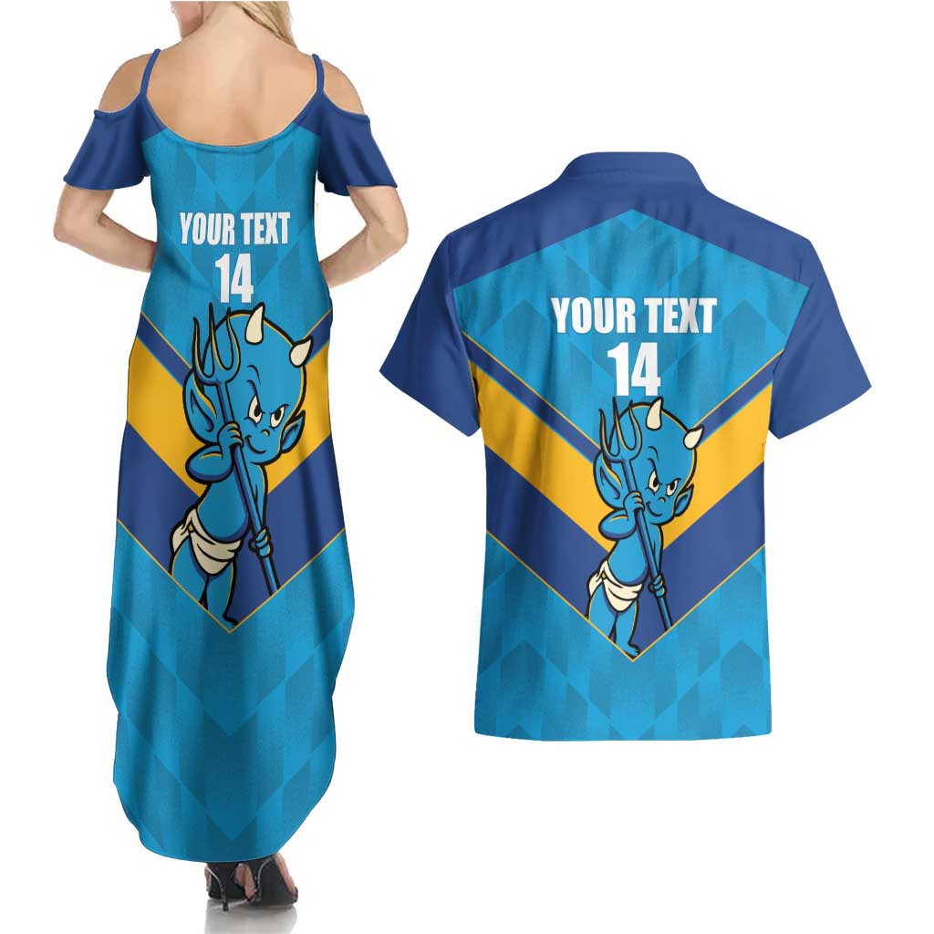 Norths Rugby Custom Couples Matching Summer Maxi Dress and Hawaiian Shirt Go Devils Mascot Sporty Style - Aussie Hoodie