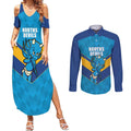 Norths Rugby Custom Couples Matching Summer Maxi Dress and Long Sleeve Button Shirt Go Devils Mascot Sporty Style - Aussie Hoodie