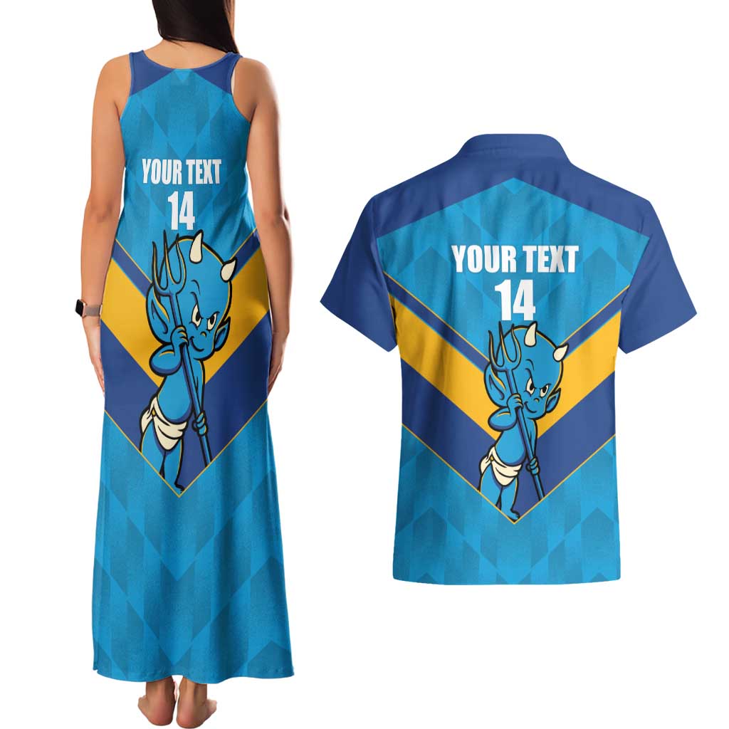 Norths Rugby Custom Couples Matching Tank Maxi Dress and Hawaiian Shirt Go Devils Mascot Sporty Style - Aussie Hoodie