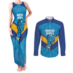 Norths Rugby Custom Couples Matching Tank Maxi Dress and Long Sleeve Button Shirt Go Devils Mascot Sporty Style - Aussie Hoodie