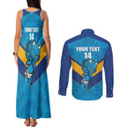 Norths Rugby Custom Couples Matching Tank Maxi Dress and Long Sleeve Button Shirt Go Devils Mascot Sporty Style - Aussie Hoodie