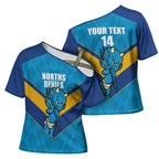 Norths Rugby Custom Cross Shoulder Shirt Go Devils Mascot Sporty Style - Aussie Hoodie