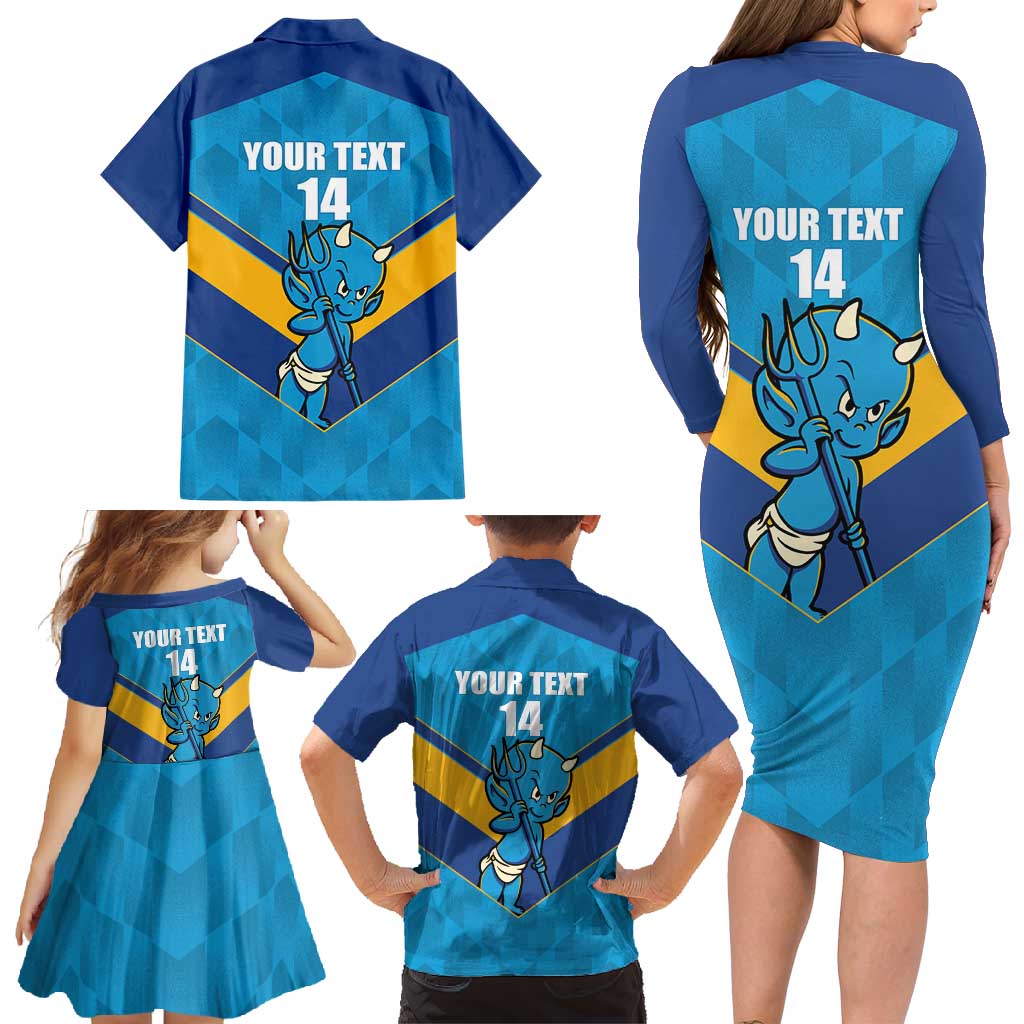 Norths Rugby Custom Family Matching Long Sleeve Bodycon Dress and Hawaiian Shirt Go Devils Mascot Sporty Style - Aussie Hoodie